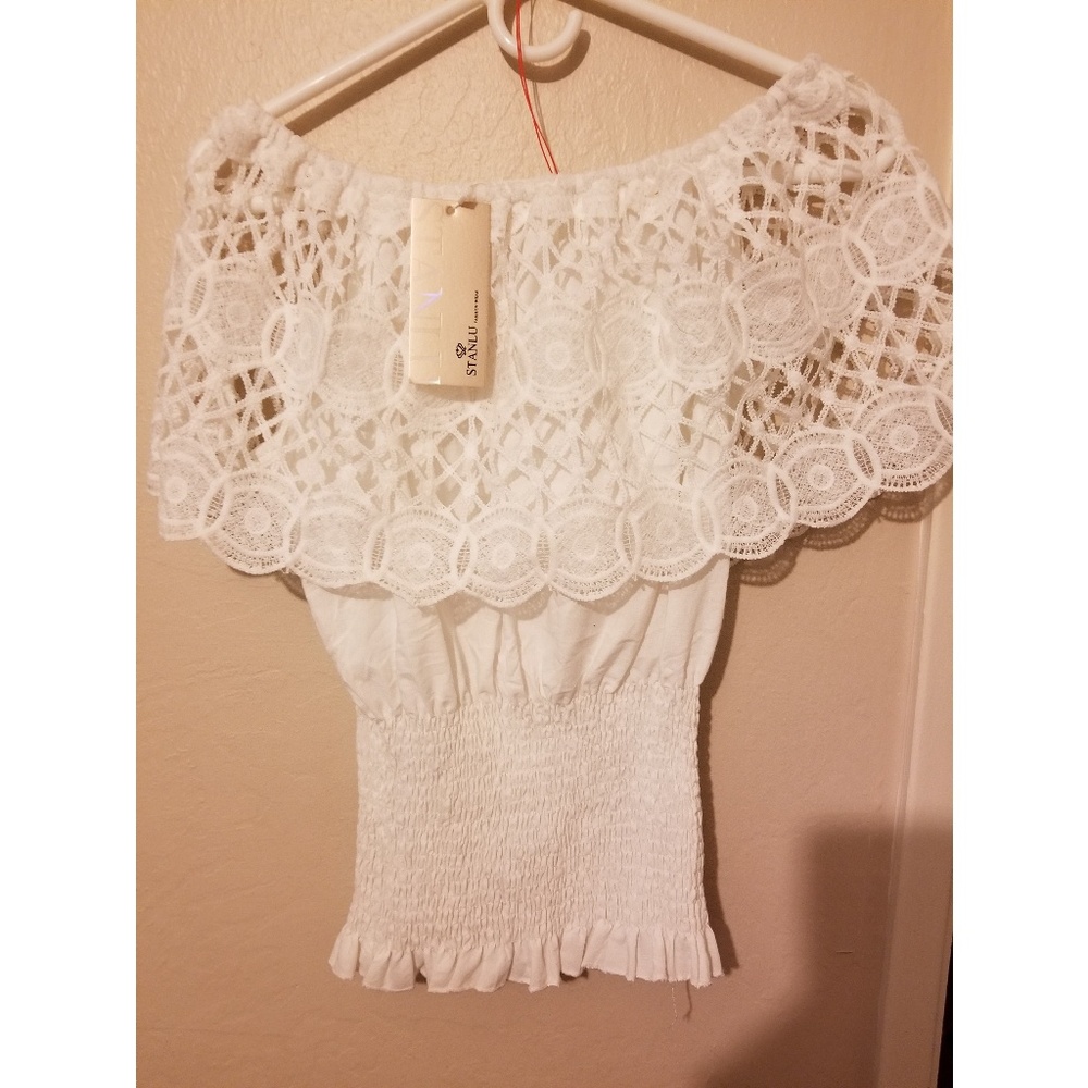 Off the shoulder blouse.